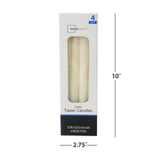 Mainstays Single Wick 10" Taper Candle, Unscented, Ivory, 4 Pack