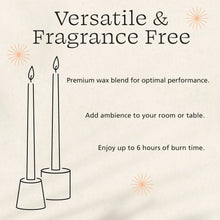 Mainstays Single Wick 10" Taper Candle, Unscented, Ivory, 4 Pack