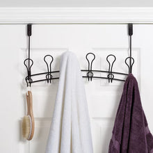 Mainstays SnugFit 6-Hook Over-the-Door Towel and Robe Rack, Black