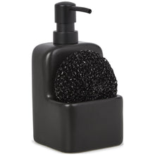 Mainstays Ceramic Kitchen Soap Dispenser with Pump and Sponge Holder, Sink Caddy Organizer for Dish Soap, Sponge and Cleaning Supplies, Black