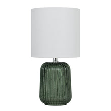 Mainstays Green Glass Table Lamp with White Linen Shade, 12.75 Inch