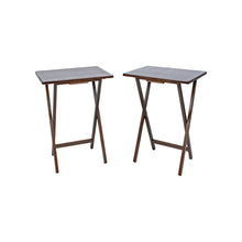 Mainstays Modern Indoor Folding Tray Table Set of 2, Walnut Finish, Solid Rubberwood, 19 x 14.5 x 26 Inches