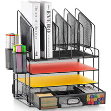 MarbrasseDeskOrganizerwithDrawer_4-TierMeshDeskFileOrganizerwith5VerticalFileHoldersand2PenHolders_MultifunctionDesktopOrganizer_DeskOrganizersandAccessoriesforHomeOffice - USA Mega Market