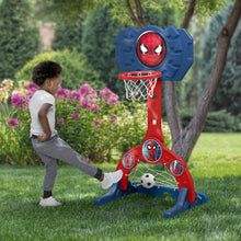Marvel Spider-Man 4-in-1 Sports Center – Adjustable Basketball Hoop, Soccer/Hockey Net & Golf, Red