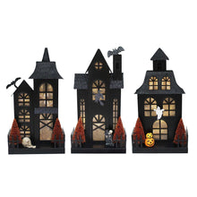Member's Mark Pre-Lit Metal Halloween Houses, Set of 3