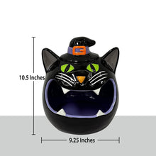 Dulcero de cerámica con forma de gato y luces de Member's Mark para Halloween 