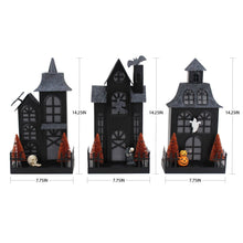 Member's Mark Pre-Lit Metal Halloween Houses, Set of 3
