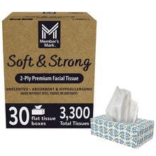 Member's Mark Soft and Strong 2-Ply Facial Tissues 30 boxes., 110 tissuesbox