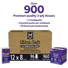 Members Mark Ultra Soft Pocket Pack Facial Tissue, 96 pks., 10 tissues/pk.