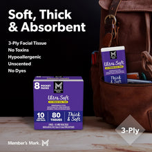 Members Mark Ultra Soft Pocket Pack Facial Tissue, 96 pks., 10 tissues/pk.