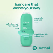 Method Men 2-in-1 Shampoo and Conditioner, Marine + Mist - Cleans and Conditions with Argan and Jojoba Oil - Made without Parabens - 14 oz