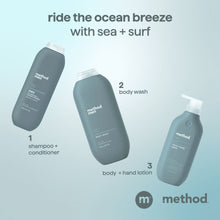 Method Men 2-in-1 Shampoo and Conditioner, Sea + Surf - Cleans and Conditions with Argan and Jojoba Oil - Made without Parabens - 14 oz