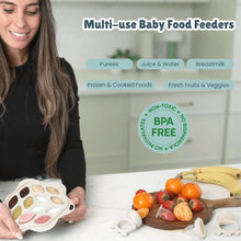 Minie Joo Baby Fruit Feeder, Adjustable Bib, and Breastmilk Popsicle Molds for Teething Relief-3 Pacifier Sizes