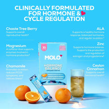 Molo Hormonal Balance Supplement Drink Mix, Mood Support and Cycle Regulation, Sweet Orange, 30 pack