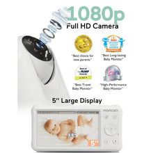 Momcozy BM01 Video Baby Monitor, 1080P 5" HD Baby Monitor with Camera & Wall Mount, Infrared Night Vision, Wireless, Infant/Toddler Use