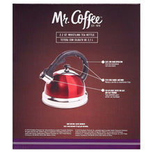 Mr. Coffee Claredale 1.7 Qt Whistling Stainless Steel Tea Kettle in Red