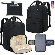 Multi-Function Waterproof Diaper Bag Backpack, 16 Pockets, Changing Pad, Anti-Theft Design, Unisex, Large (Black)