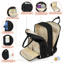 Multi-Function Waterproof Diaper Bag Backpack, 16 Pockets, Changing Pad, Anti-Theft Design, Unisex, Large (Black)
