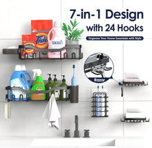 NESOMI Shower Caddy Adhesive Shower Organizer , Rustproof Stainless Steel Bathroom Shelves, Large Capacity No-Drill Rack Storage Accessories with Soap Dish Toothbrush Holder &24 Hooks Home Decor