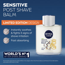 NIVEA MEN Real Madrid Limited Edition Design Sensitive Post Shave Balm, 3.3 fl oz (3 PACK )
