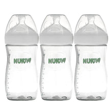 NUK Simply Natural Bottles, 1 Month or Older, Medium Flow, 9 oz, Clear, 3 Count