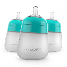 Nanobebe Anti-Colic Flexy Silicone Baby Bottles | Teal, 9 oz, 3 Pack