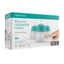 Nanobebe Anti-Colic Flexy Silicone Baby Bottles | Teal, 9 oz, 3 Pack