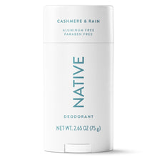 Native Deodorant, Aluminum Free, Cashmere & Rain, for Women and Men, 2.65 oz