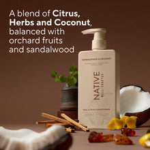 Native Full & Thick Men's Conditioner, Silicone and Sulfate Free, Sandalwood & Coconut, 16.5 fl oz