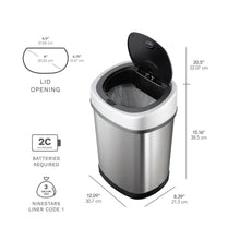 Nine Stars Sensor Trash Cans, Stainless Steel 13.2 gal./3.2 gal.