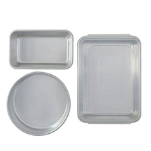 Nordic Ware Naturals Set: 9" x 13" Cake Pan with Lid, 9" Round Cake Pan, 1.5 lb. Loaf Pan