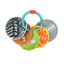 Nuby Animal Flash Cards Silicone Teether Toy Ring for Babies, Multicolor Animals