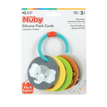 Nuby Animal Flash Cards Silicone Teether Toy Ring for Babies, Multicolor Animals