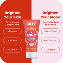 OLLY Bright Body Scrub Exfoliates & Repairs Skin Barrier Citrus Currant, 6 oz