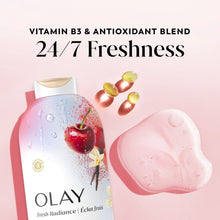 Olay Fresh Radiance Body Wash with Essence of Black Cherry and Vanilla, Vitamin B3 and Antioxidant Blend