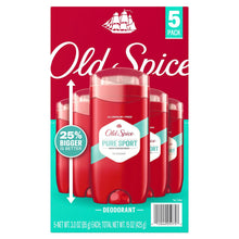 Desodorante Old Spice High Endurance, protección de 48 horas, Pure Sport, 3.0 oz., paquete de 5.