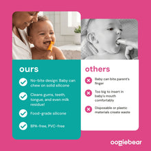 Oogiebear Baby Manual Toothbrush and Tongue Scraper – Finger Brush for Newborns and Infants, Silicone bristles, BPA-Free Dental Kit