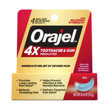 (4 pack) Orajel 4X Medicated Oral Pain Gel for Toothache & Gum Pain, 0.25 oz