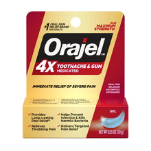 (4 pack) Orajel 4X Medicated Oral Pain Gel for Toothache & Gum Pain, 0.25 oz