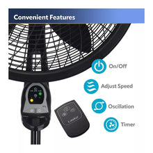 Lasko 18" Oscillating Pedestal Fan with Remote Control - Black