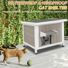 PETSCOSSET Outdoor Cat House, Weatherproof Solid Wood Cat Shelter with Openable Roof for Small Animals