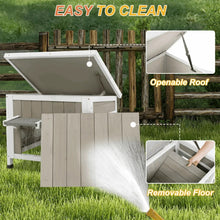 PETSCOSSET Outdoor Cat House, Weatherproof Solid Wood Cat Shelter with Openable Roof for Small Animals
