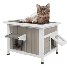 PETSCOSSETOutdoorCatHouse_WeatherproofSolidWoodCatShelterwithOpenableRoofforSmallAnimals - USA Mega Market