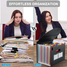 PHANCIR 24 Pocket Accordion File Organizer Thicker & Sturdy, Freestanding File Paper Folder with Labels for Classroom, Home, Office and Travel