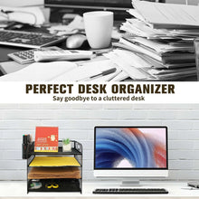 PHANCIR 4-Tier Desk Organizer, New Office Supplies, Metal Desktop File Organizer & Storage with Pull-out Drawer, 1 Pack
