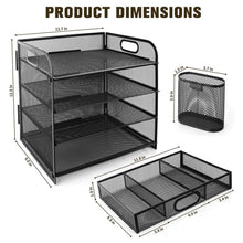PHANCIR 4-Tier Desk Organizer, New Office Supplies, Metal Desktop File Organizer & Storage with Pull-out Drawer, 1 Pack