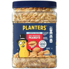 PLANTERS Lightly Salted Dry Roasted Peanuts, Party Snacks, Plant Based Protein, 2.16 lb Canister