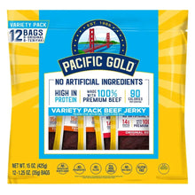 Pacific Gold Beef Jerky, Variety Pack, 15 oz, 12-count