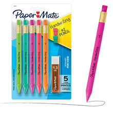 Paper Mate Handwriting Triangular Mechanical Pencil Set with Lead & Eraser Refills, 1.3mm, Fun Barrel Colors, 8 Count