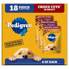 Pedigree Choice Cuts In Gravy Adult Soft Wet Dog Food Variety Pack, 3.5 oz Pouches, 18 Count